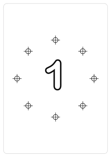 数字 1简笔画线稿，A4 可打印涂色卡