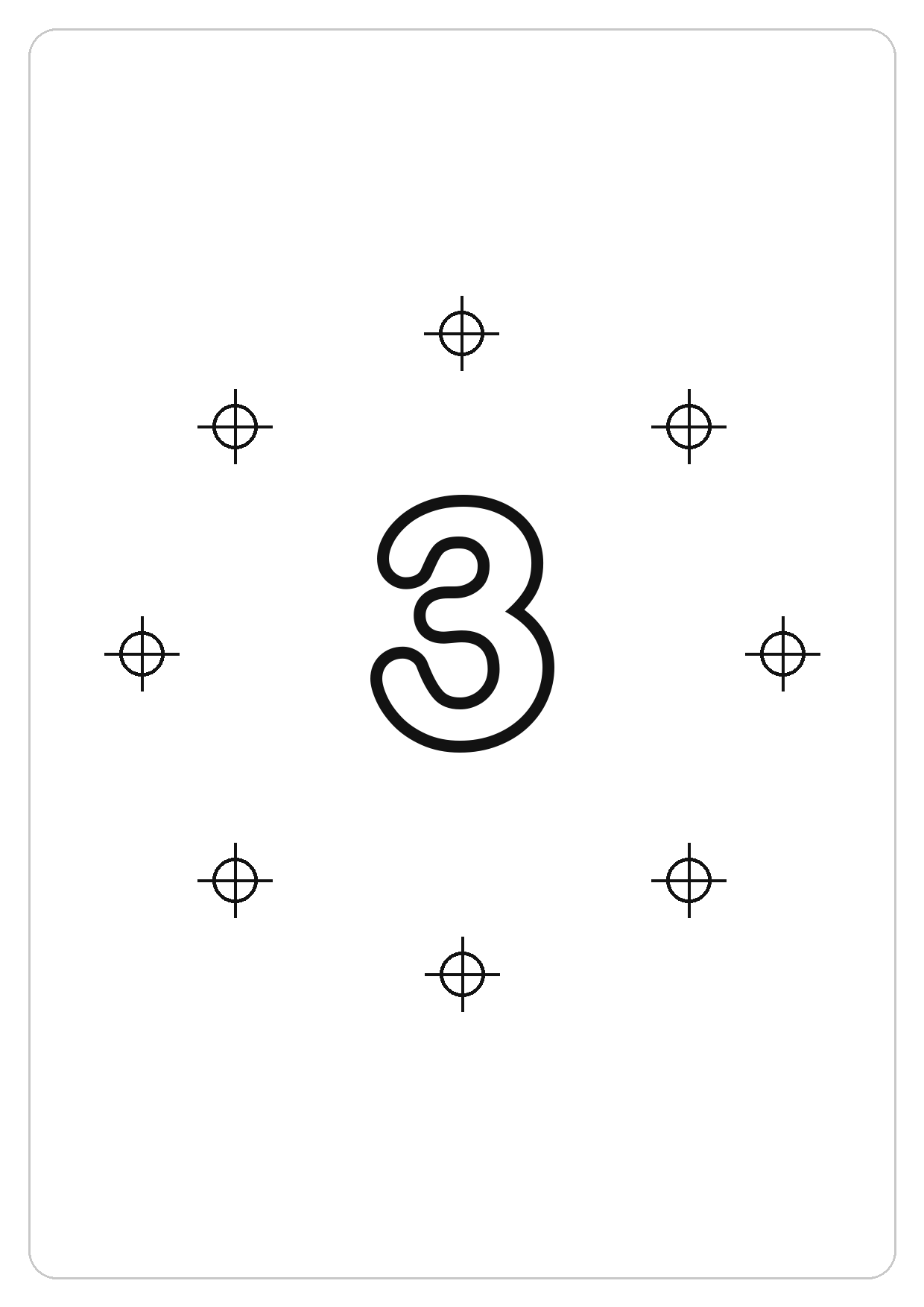 数字 3简笔画线稿，A4 可打印涂色卡