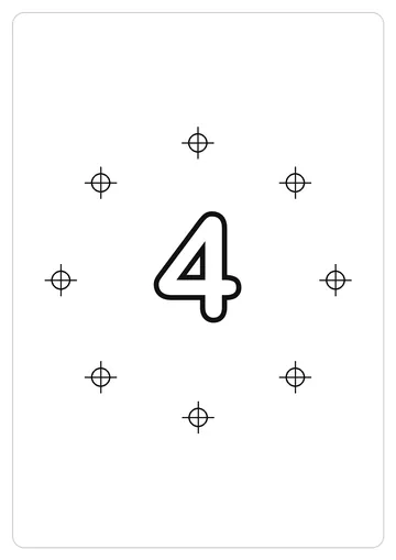 数字 4简笔画线稿，A4 可打印涂色卡