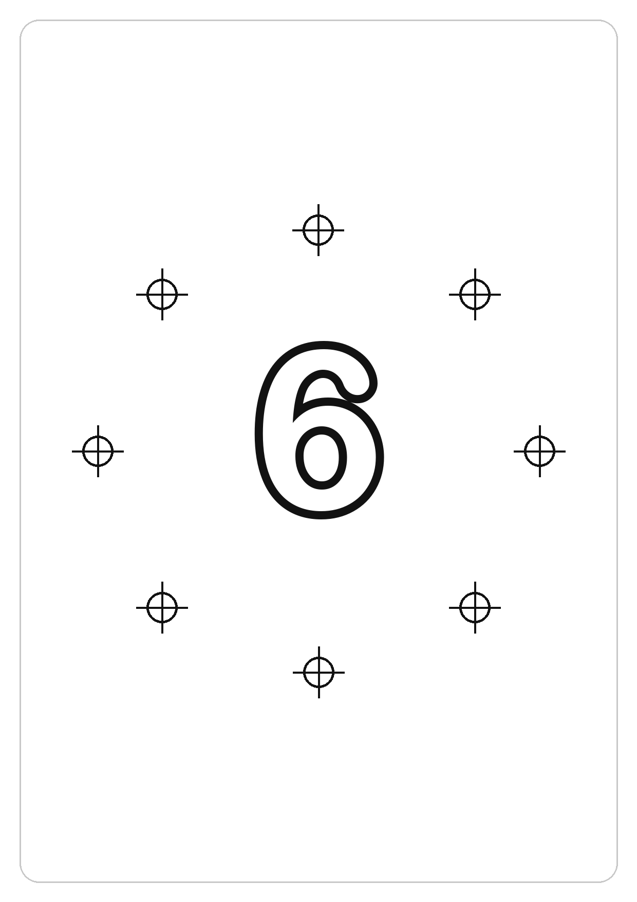 数字 6简笔画线稿，A4 可打印涂色卡