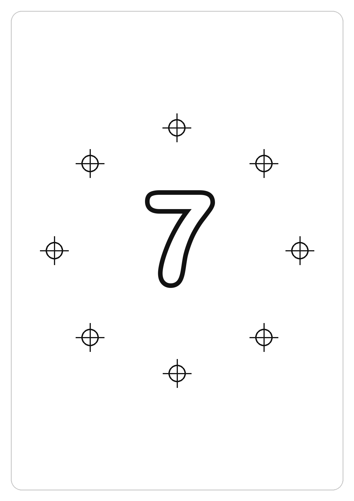 数字 7简笔画线稿，A4 可打印涂色卡