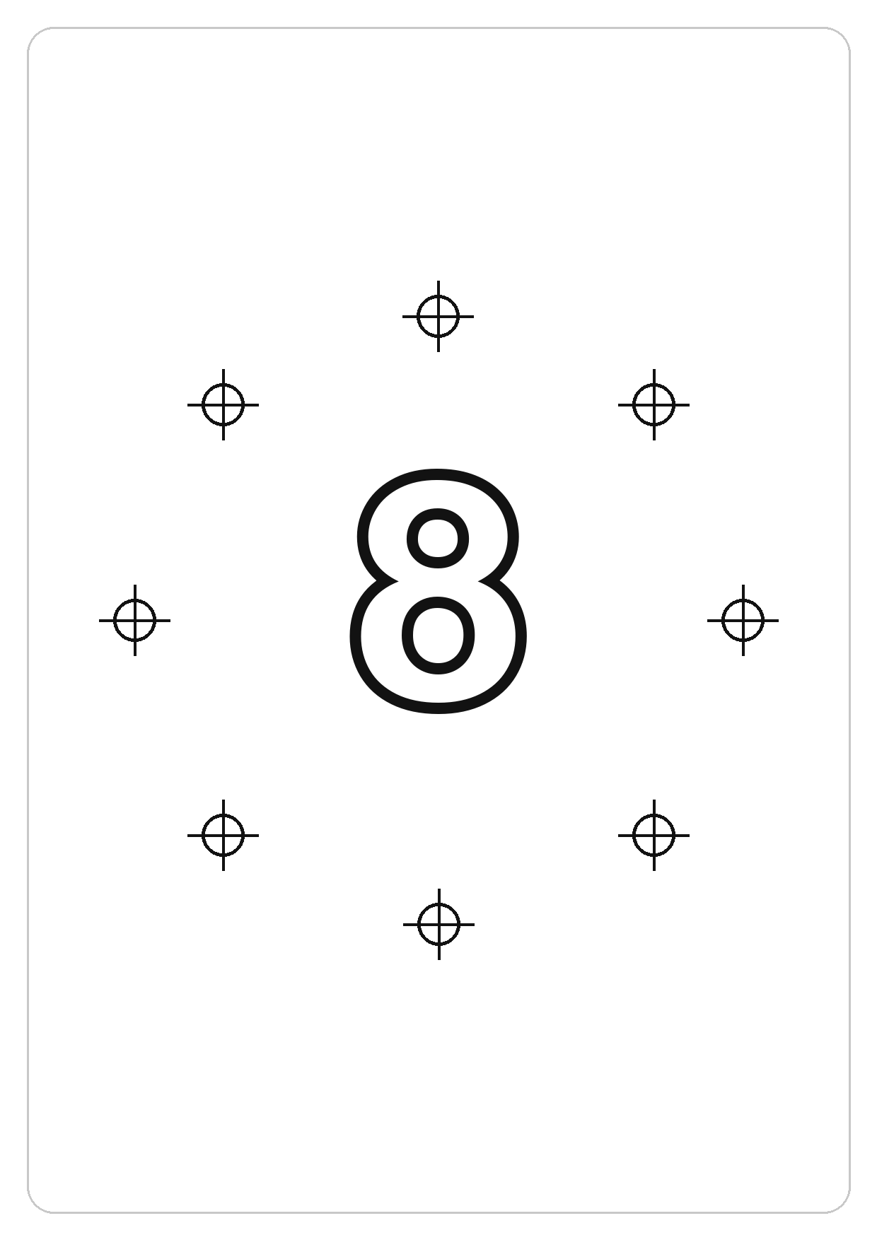 数字 8简笔画线稿，A4 可打印涂色卡