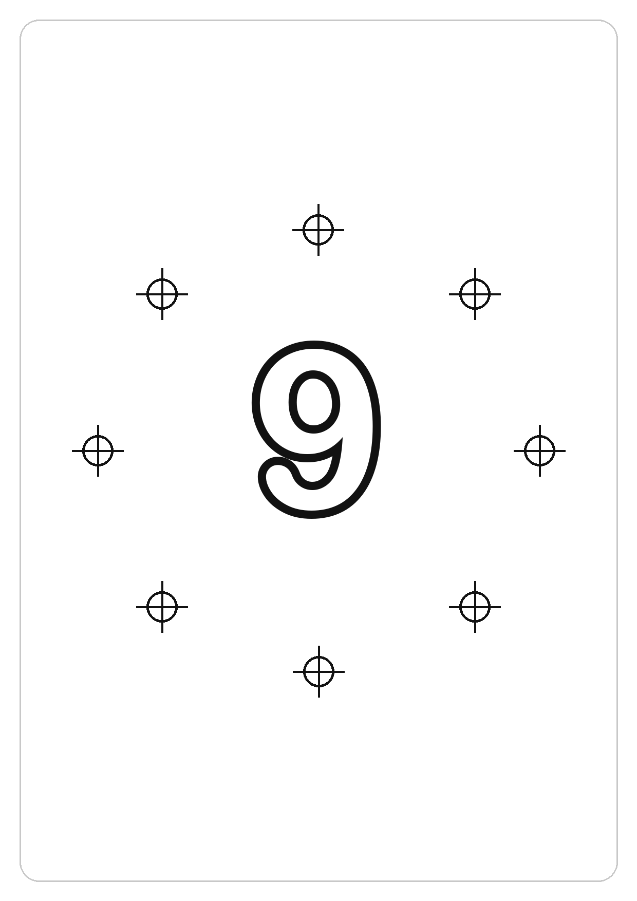 数字 9简笔画线稿，A4 可打印涂色卡