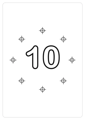 数字 10简笔画线稿，A4 可打印涂色卡