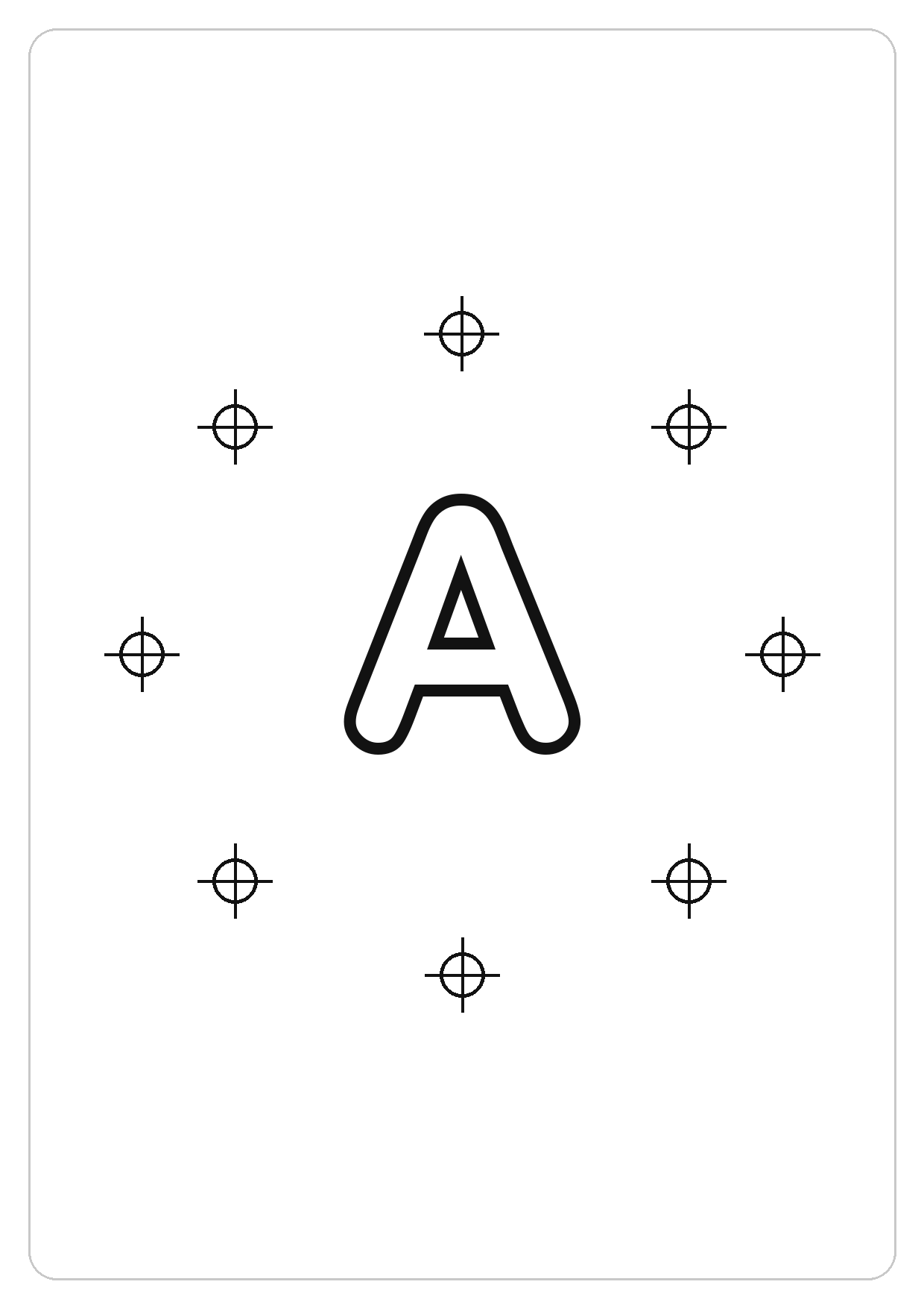 字母 A简笔画线稿，A4 可打印涂色卡