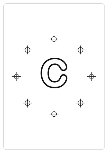 字母 C简笔画线稿，A4 可打印涂色卡