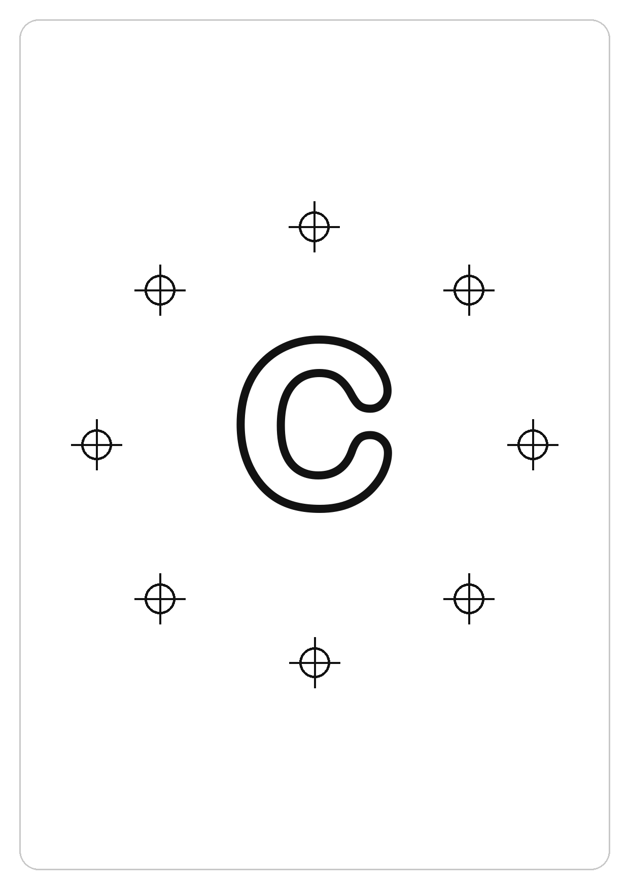 字母 C简笔画线稿，A4 可打印涂色卡