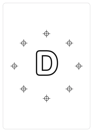 字母 D简笔画线稿，A4 可打印涂色卡