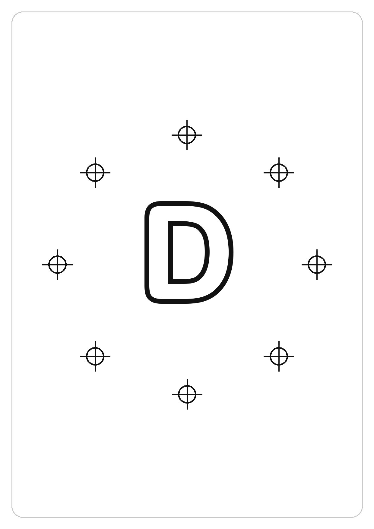 字母 D简笔画线稿，A4 可打印涂色卡