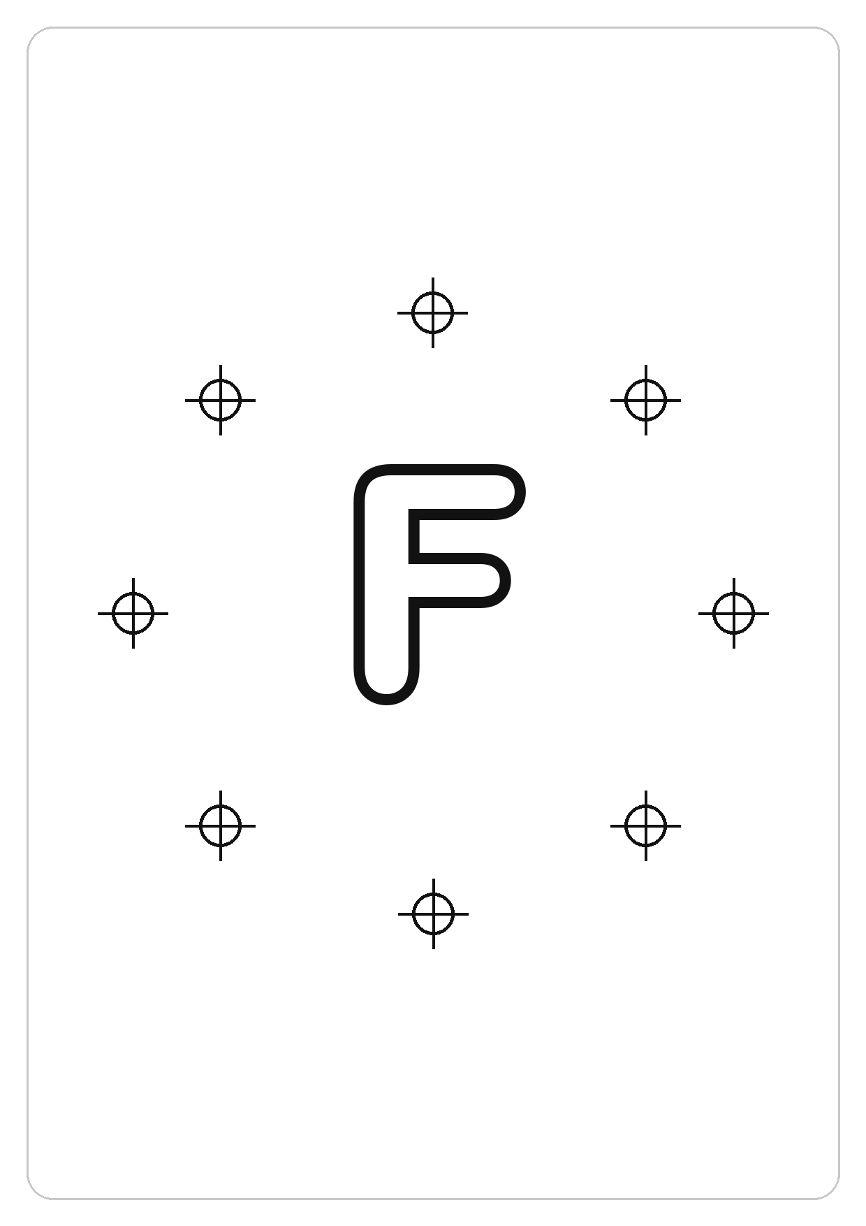 字母 F简笔画线稿，A4 可打印涂色卡