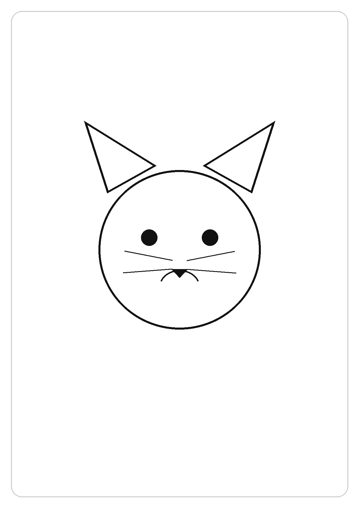 小猫简笔画线稿，A4 可打印涂色卡
