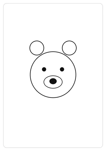 小熊简笔画线稿，A4 可打印涂色卡