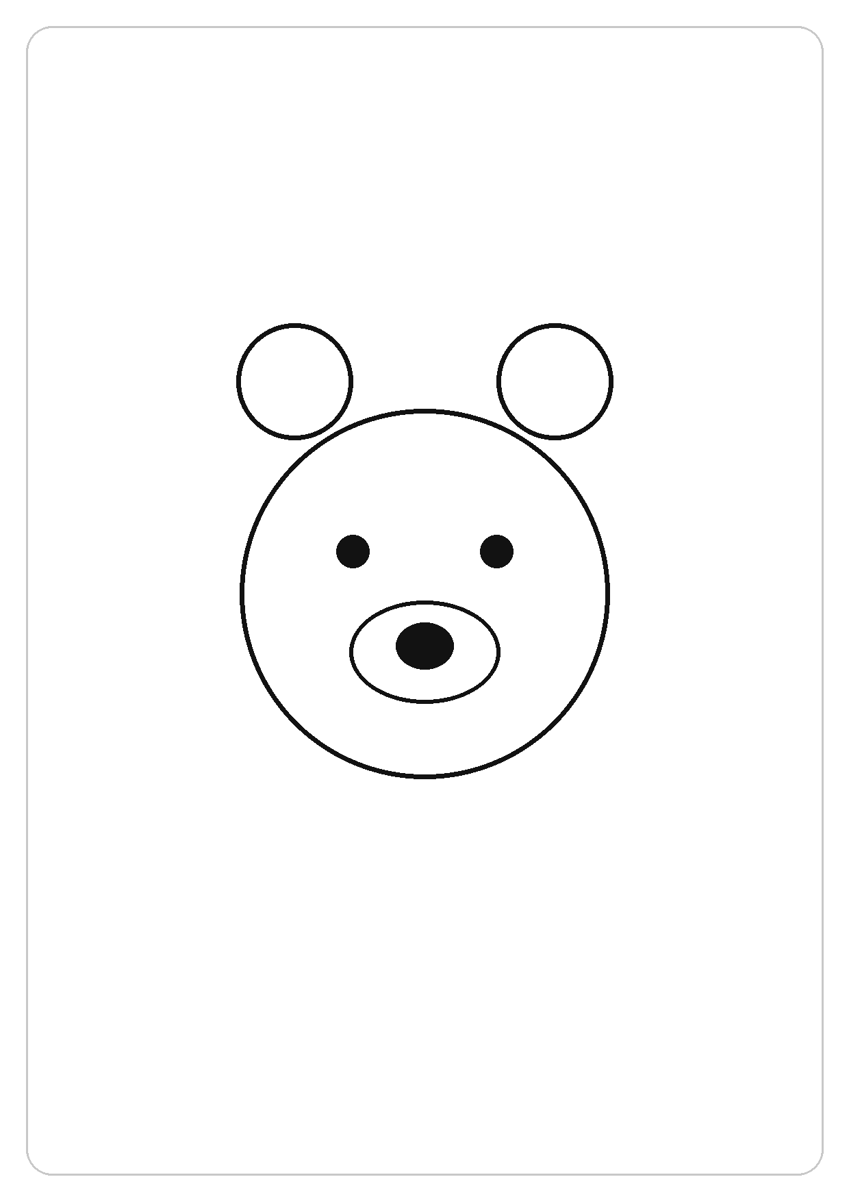 小熊简笔画线稿，A4 可打印涂色卡