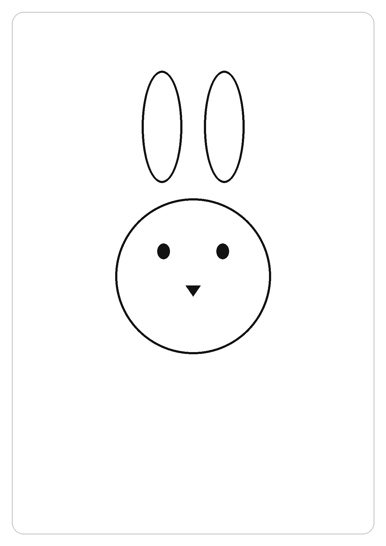 兔子简笔画线稿，A4 可打印涂色卡