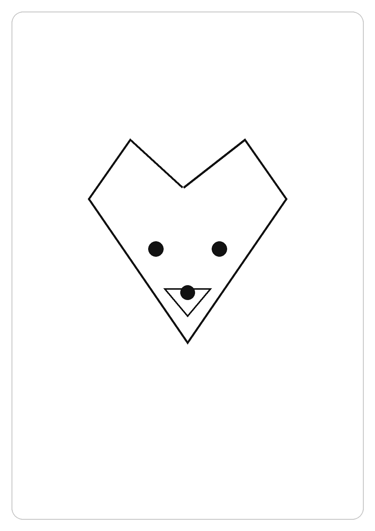 狐狸简笔画线稿，A4 可打印涂色卡