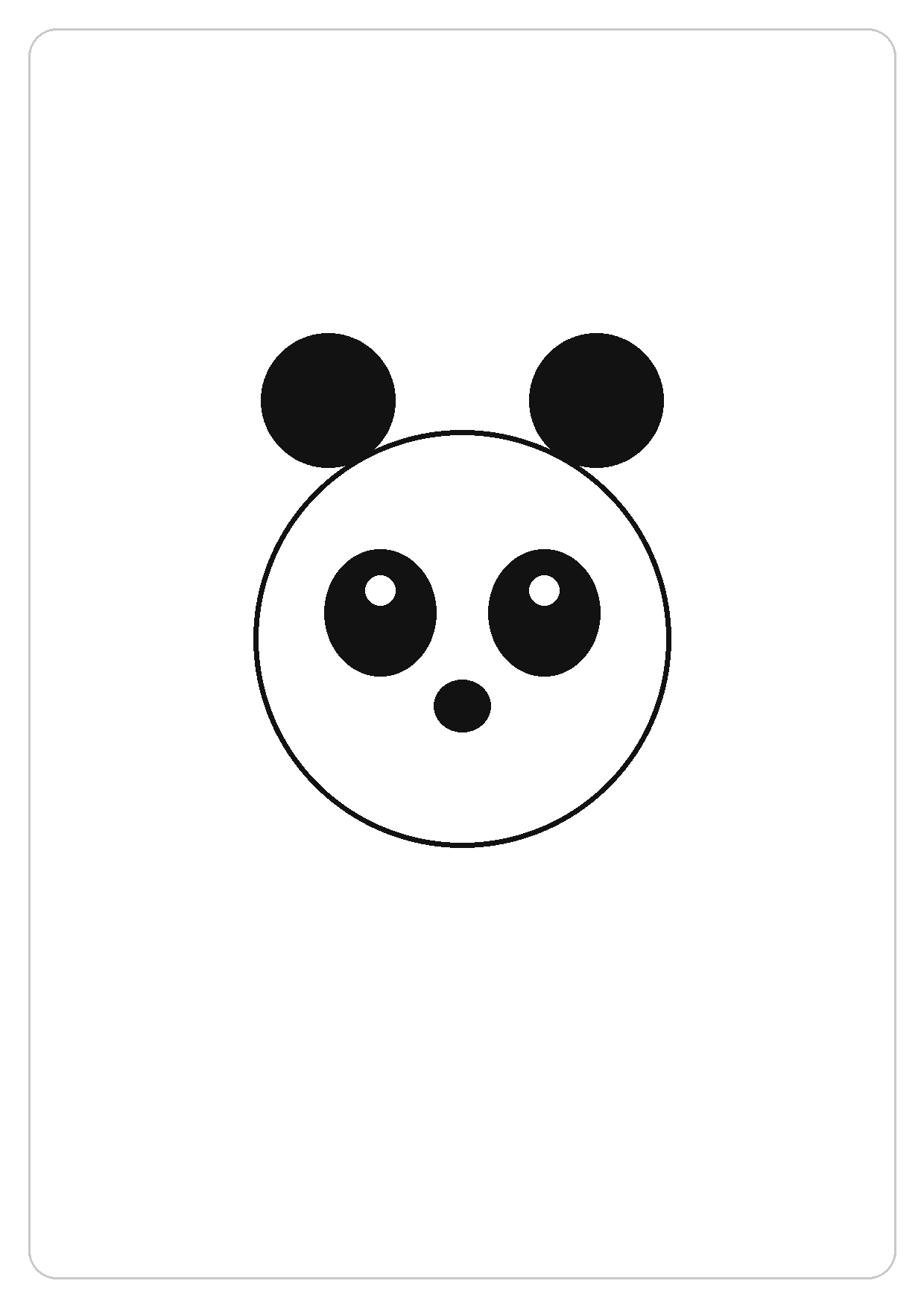 熊猫简笔画线稿，A4 可打印涂色卡
