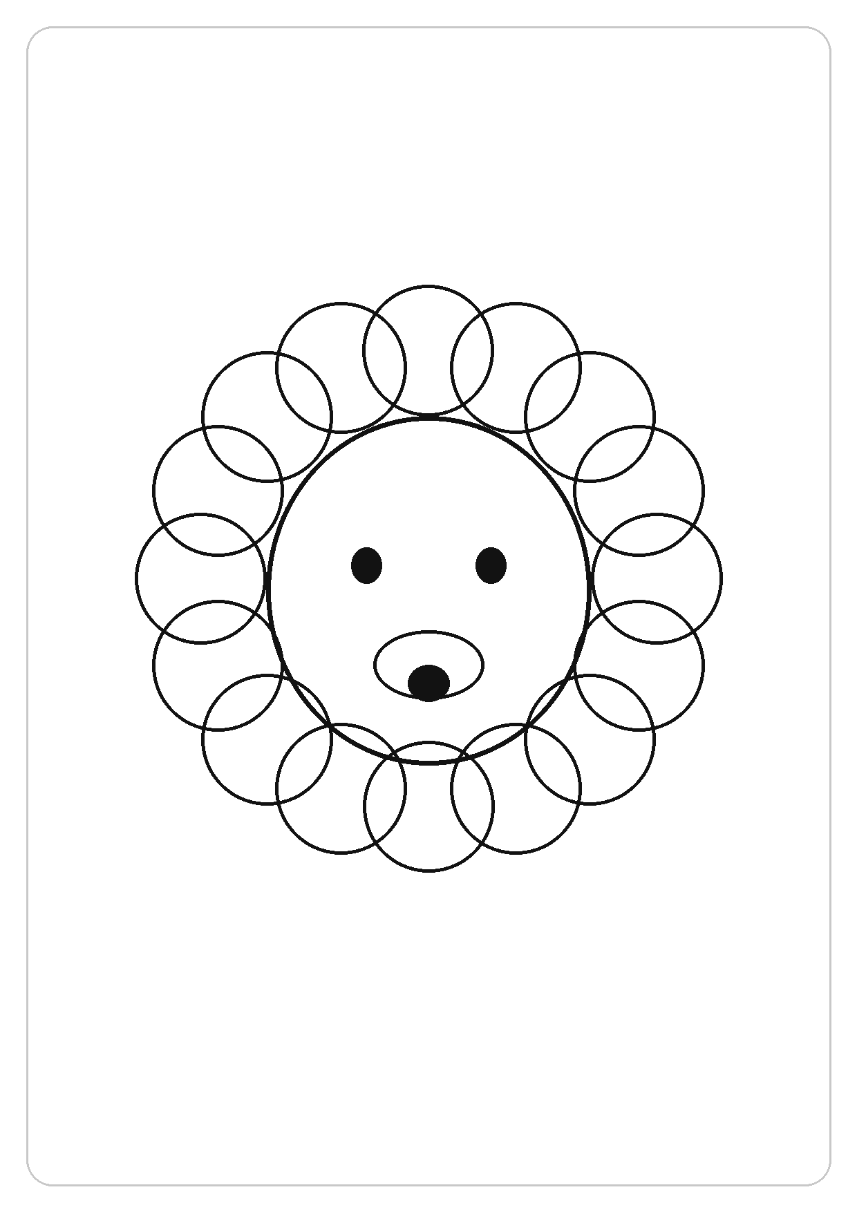 狮子简笔画线稿，A4 可打印涂色卡
