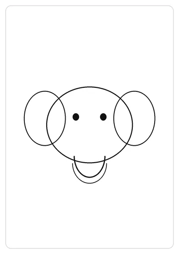 大象简笔画线稿，A4 可打印涂色卡
