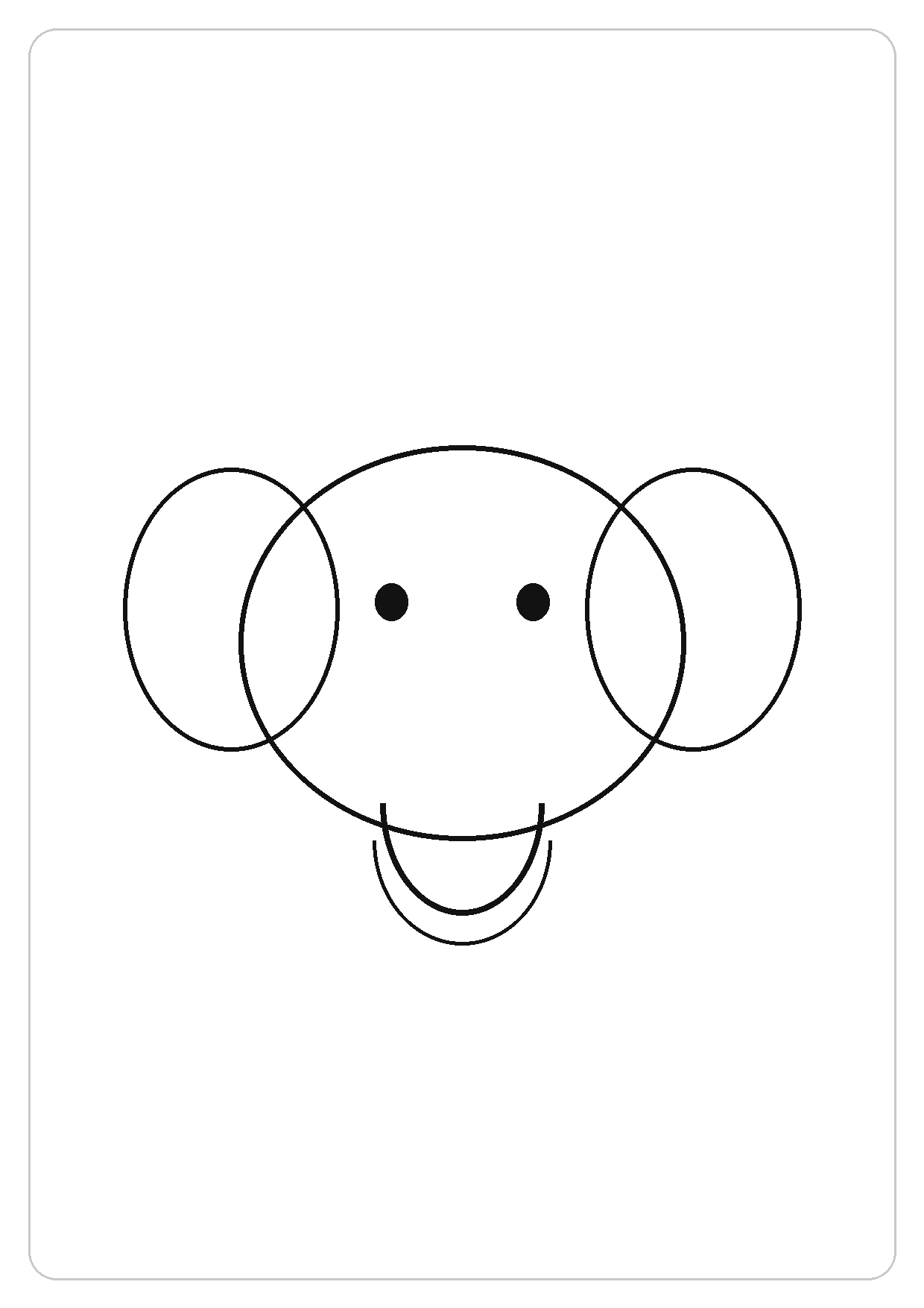 大象简笔画线稿，A4 可打印涂色卡