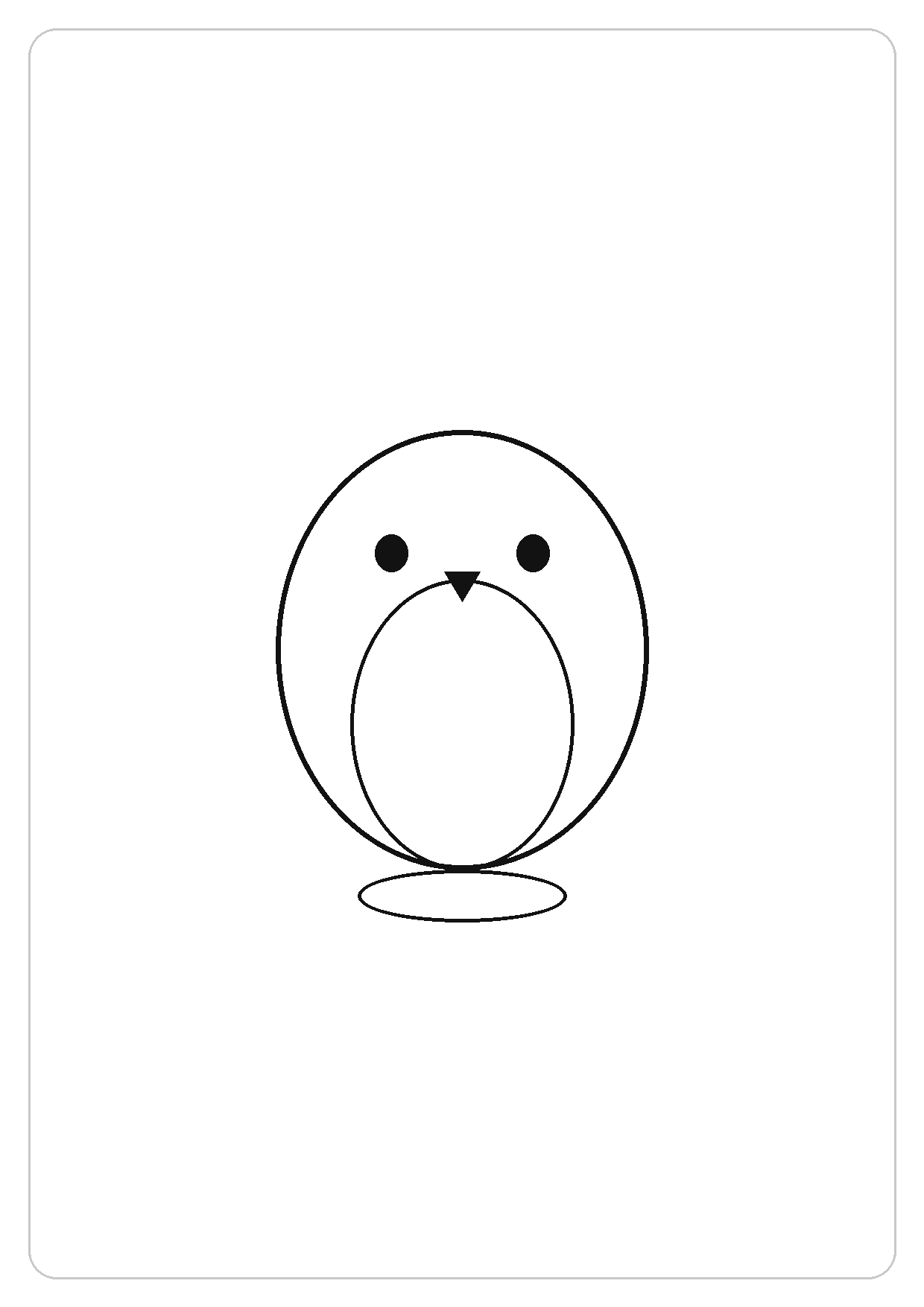 企鹅简笔画线稿，A4 可打印涂色卡