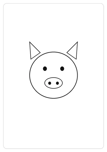 小猪简笔画线稿，A4 可打印涂色卡