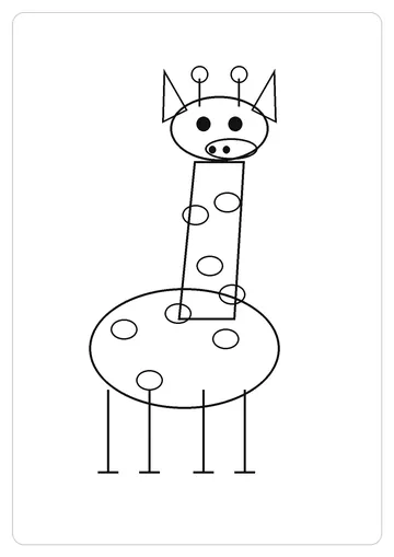 长颈鹿简笔画线稿，A4 可打印涂色卡