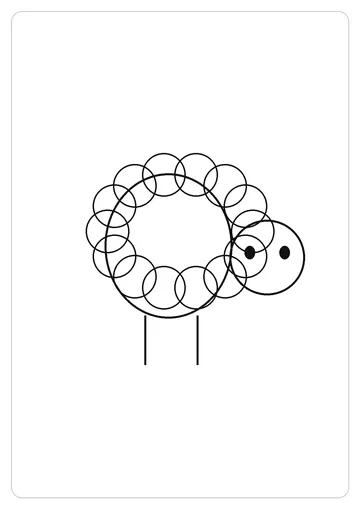 绵羊简笔画线稿，A4 可打印涂色卡