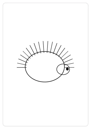 刺猬简笔画线稿，A4 可打印涂色卡