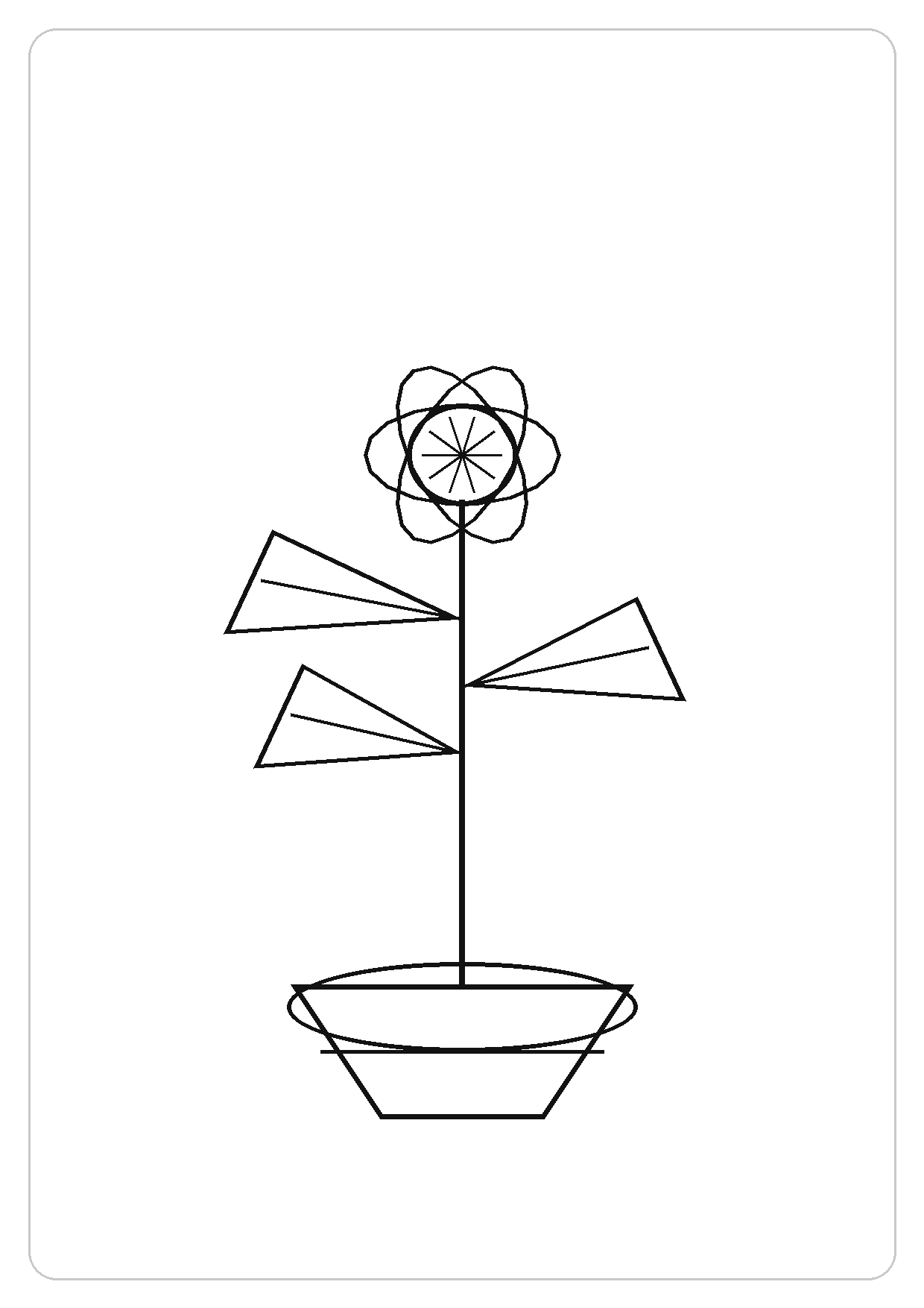 向日葵简笔画线稿，A4 可打印涂色卡