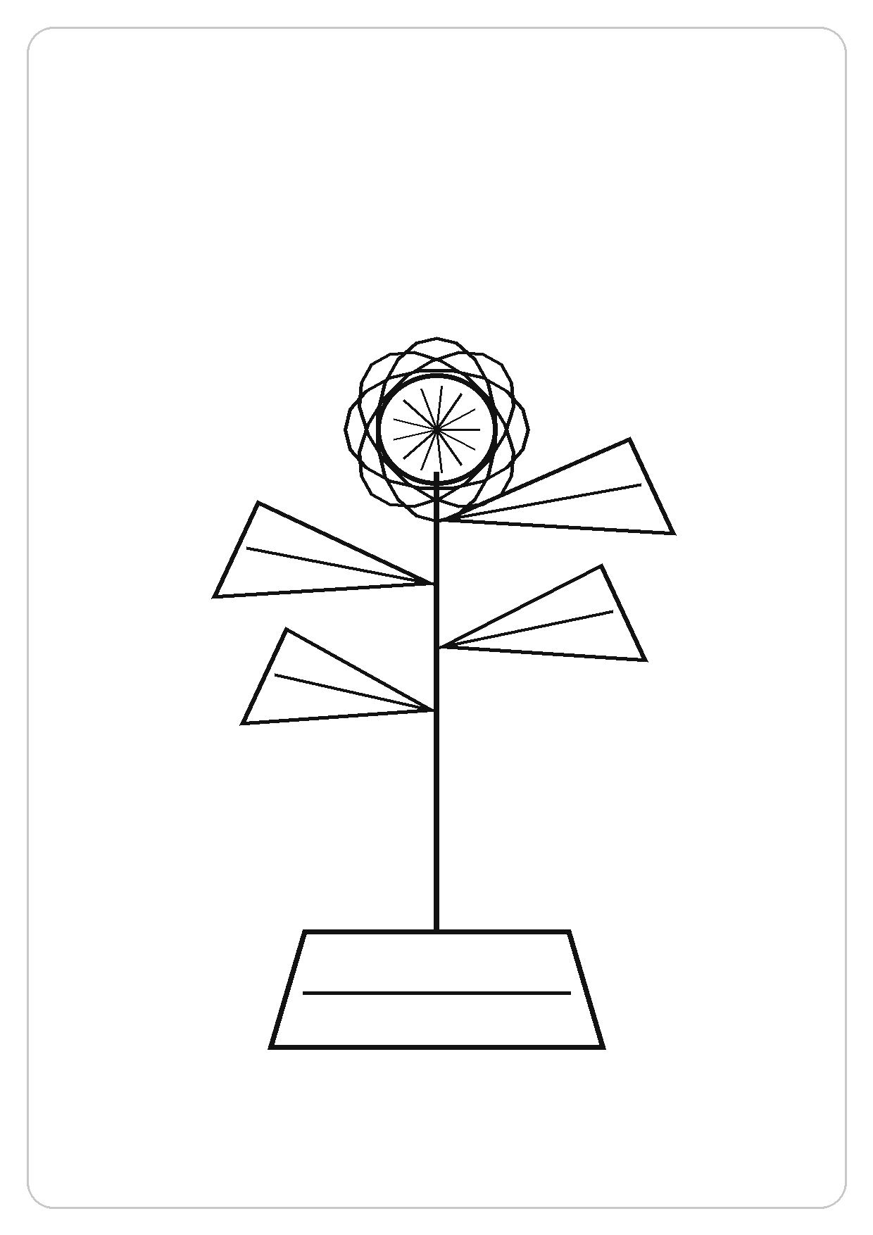 樱花枝简笔画线稿，A4 可打印涂色卡