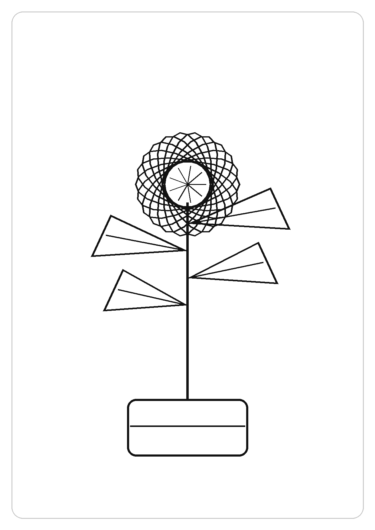 牡丹简笔画线稿，A4 可打印涂色卡
