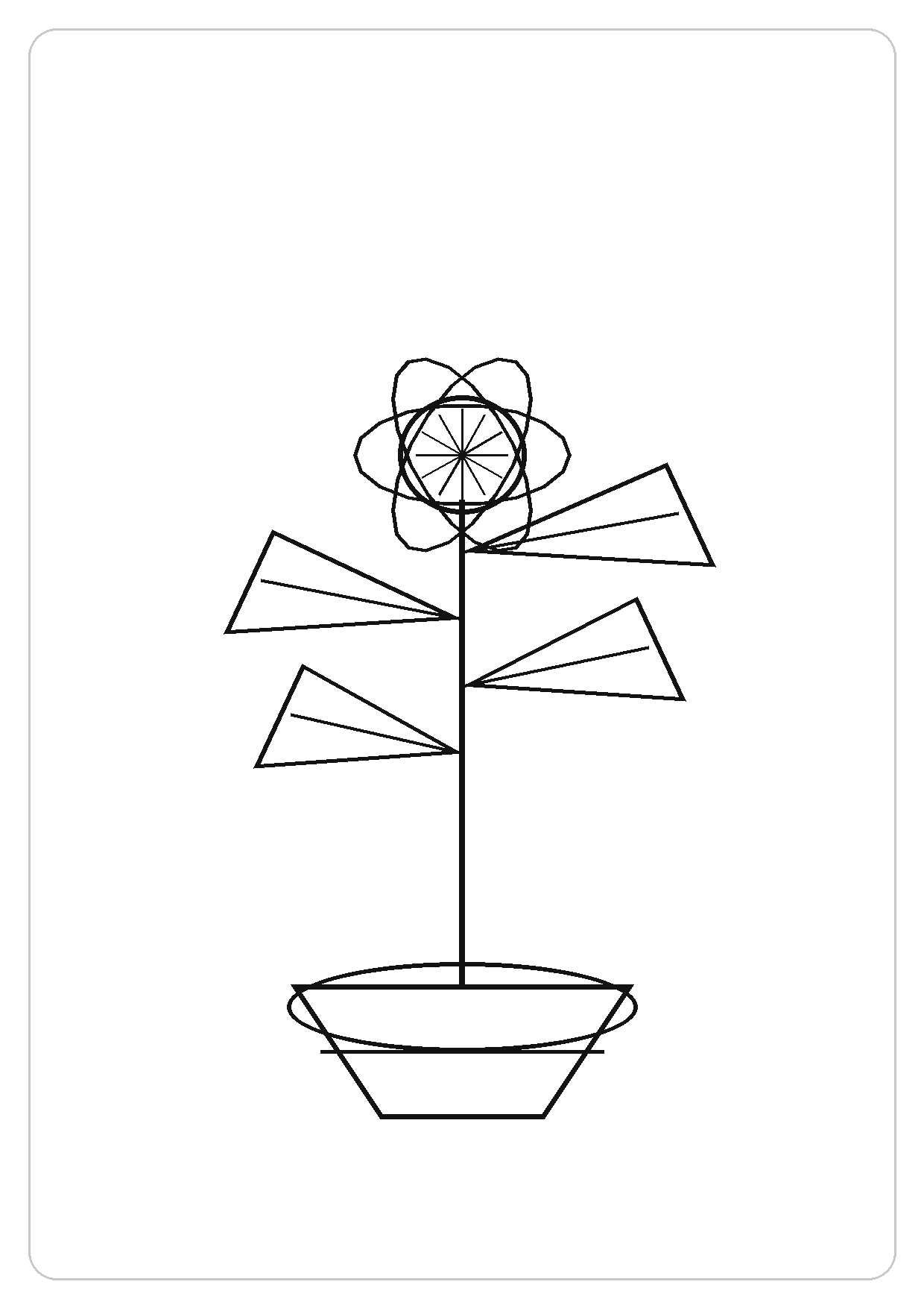 茉莉简笔画线稿，A4 可打印涂色卡