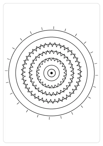 花心曼陀罗简笔画线稿，A4 可打印涂色卡