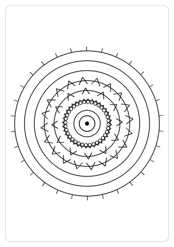 十二瓣星简笔画线稿，A4 可打印涂色卡