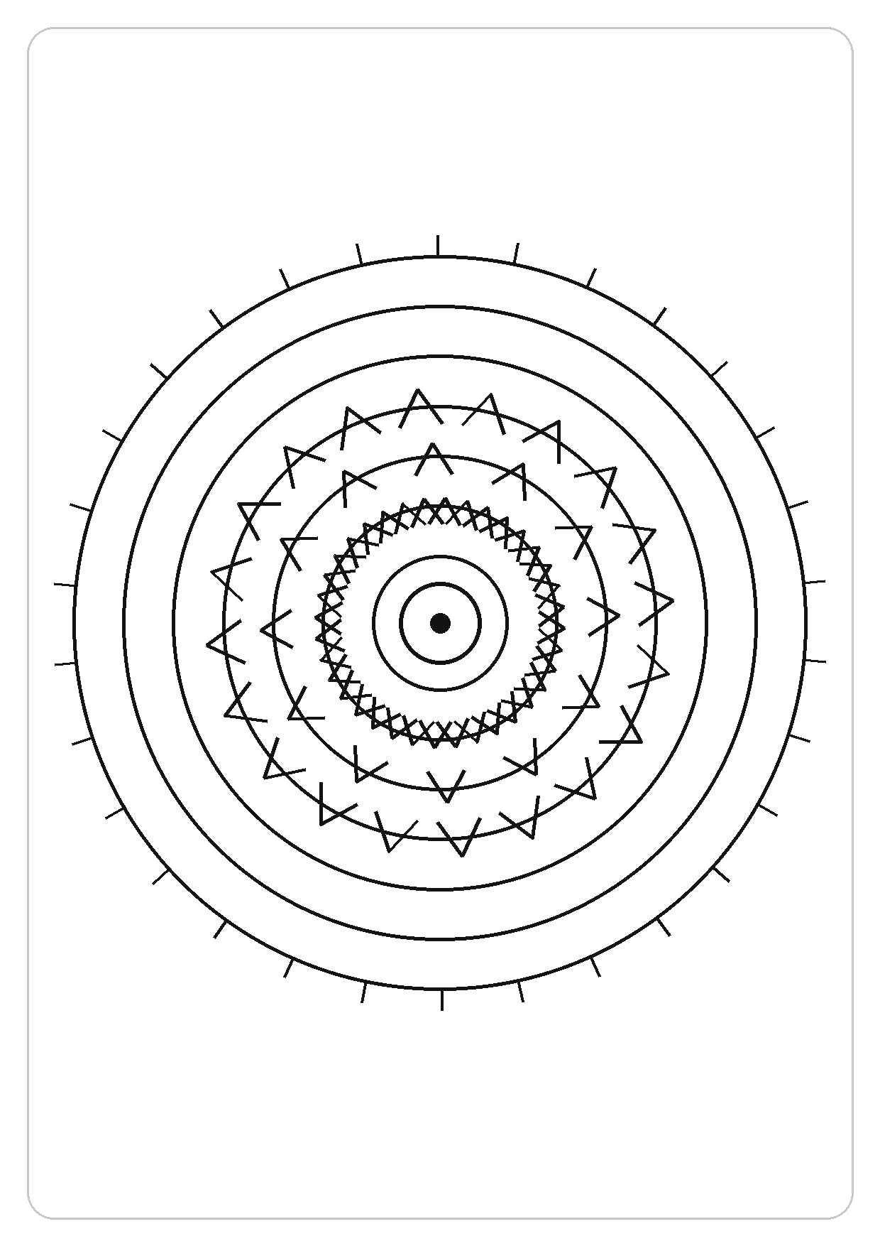 十二瓣星简笔画线稿，A4 可打印涂色卡