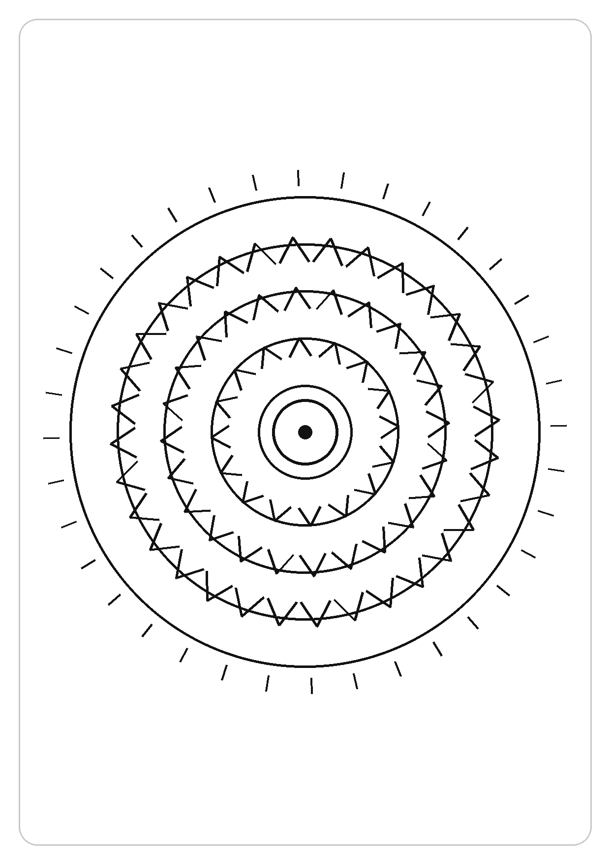 圆环花园简笔画线稿，A4 可打印涂色卡