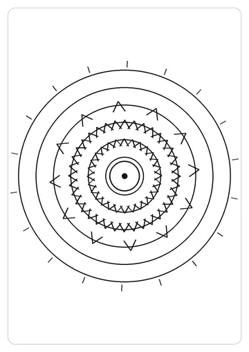 太阳之眼简笔画线稿，A4 可打印涂色卡