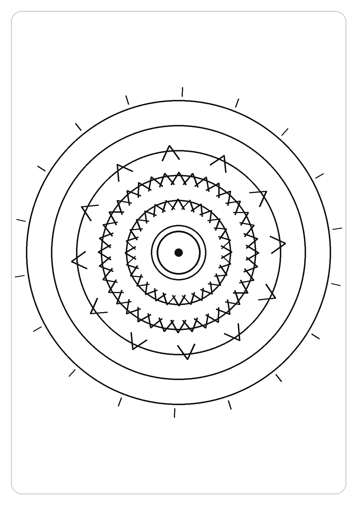 太阳之眼简笔画线稿，A4 可打印涂色卡