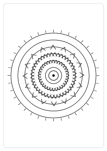 花瓣罗盘简笔画线稿，A4 可打印涂色卡