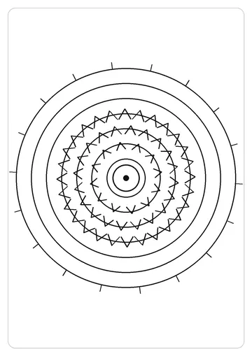 星光同心圆简笔画线稿，A4 可打印涂色卡