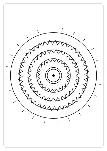 月相花环简笔画线稿，A4 可打印涂色卡