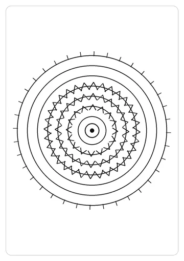 几何花朵简笔画线稿，A4 可打印涂色卡