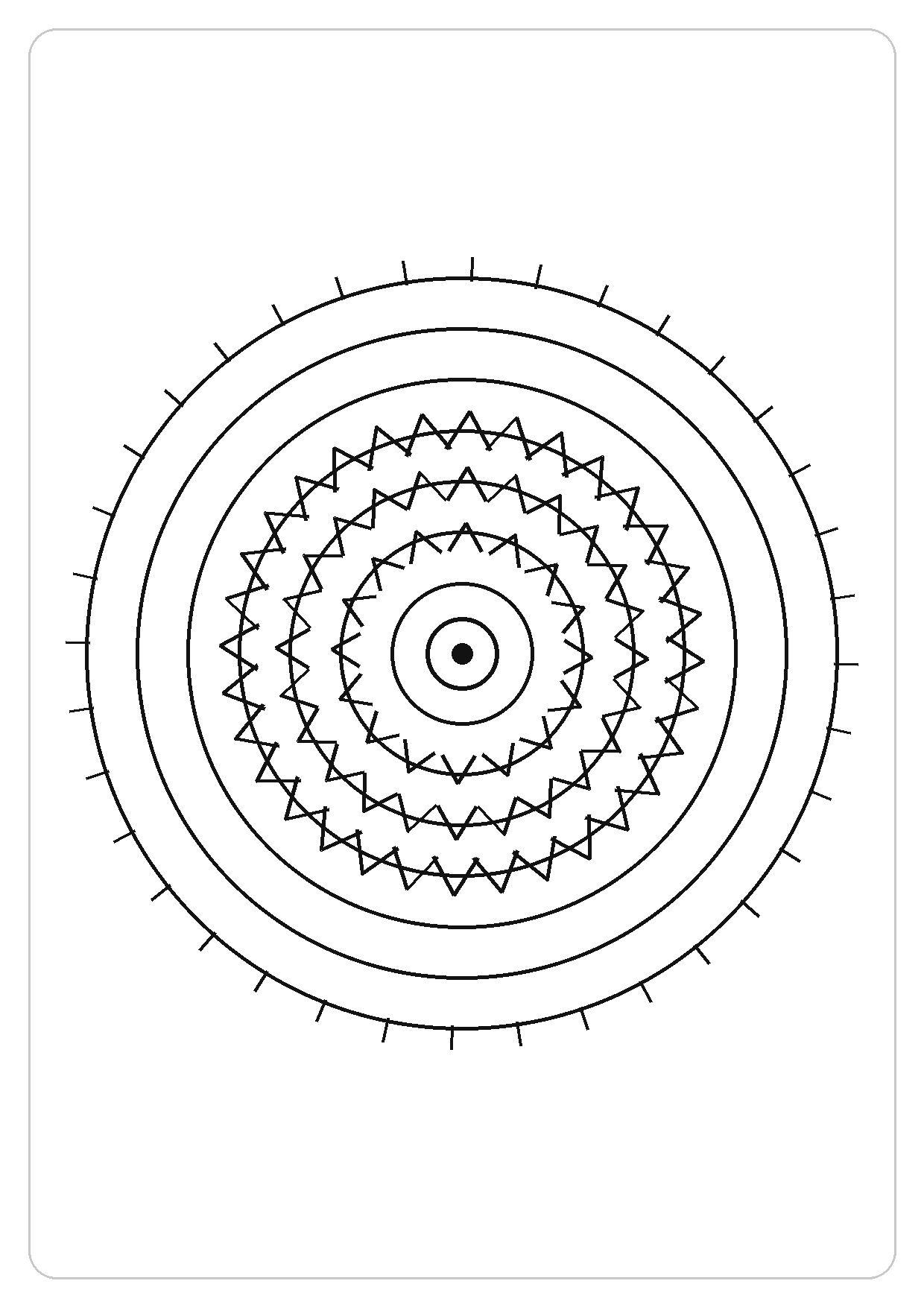 几何花朵简笔画线稿，A4 可打印涂色卡