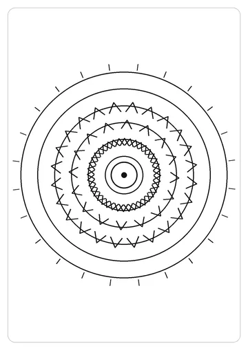八角星环简笔画线稿，A4 可打印涂色卡