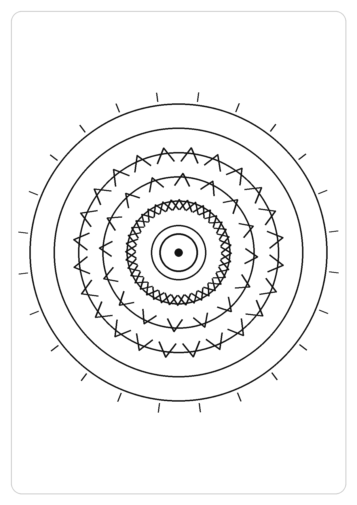 八角星环简笔画线稿，A4 可打印涂色卡