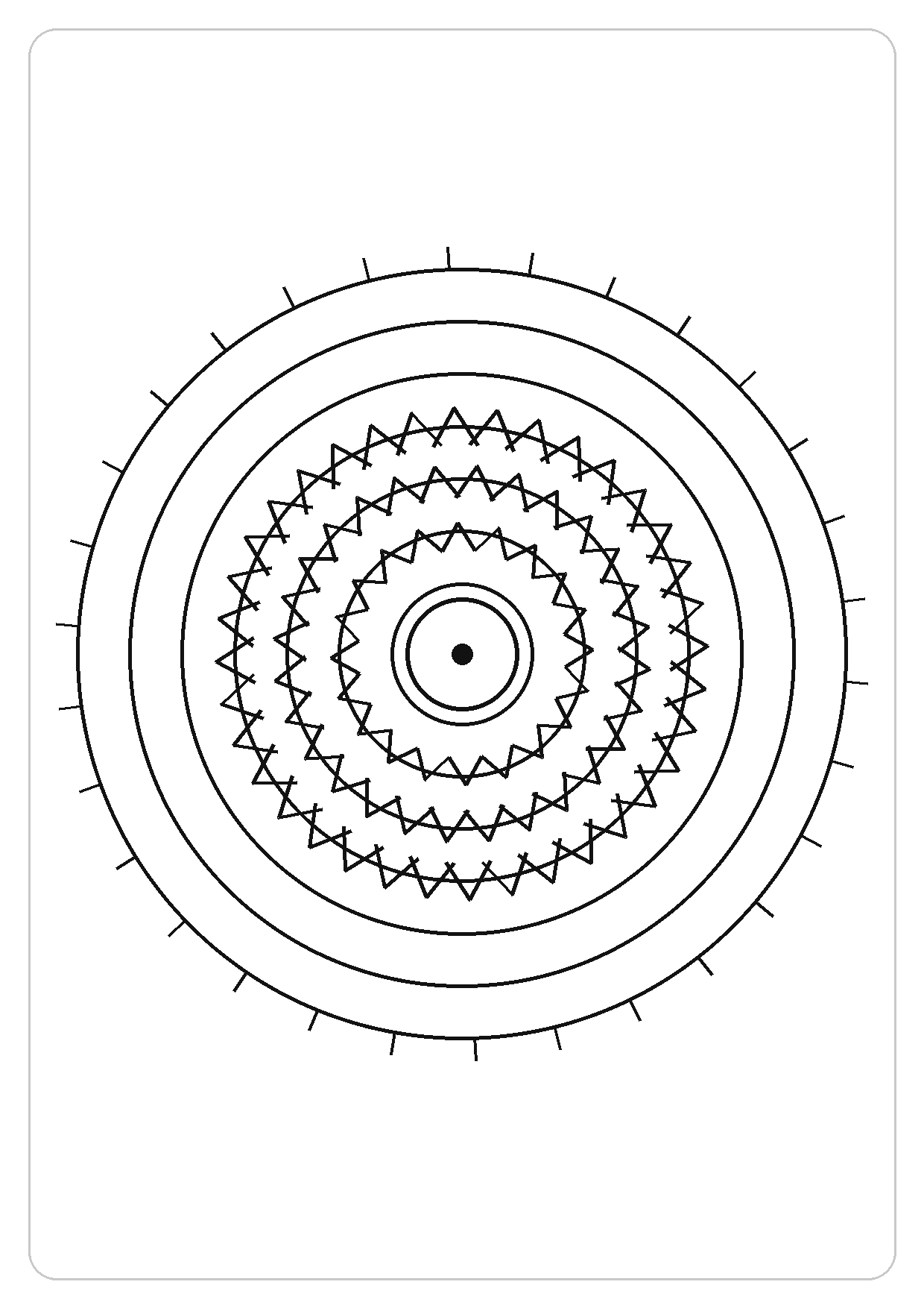螺旋之心简笔画线稿，A4 可打印涂色卡