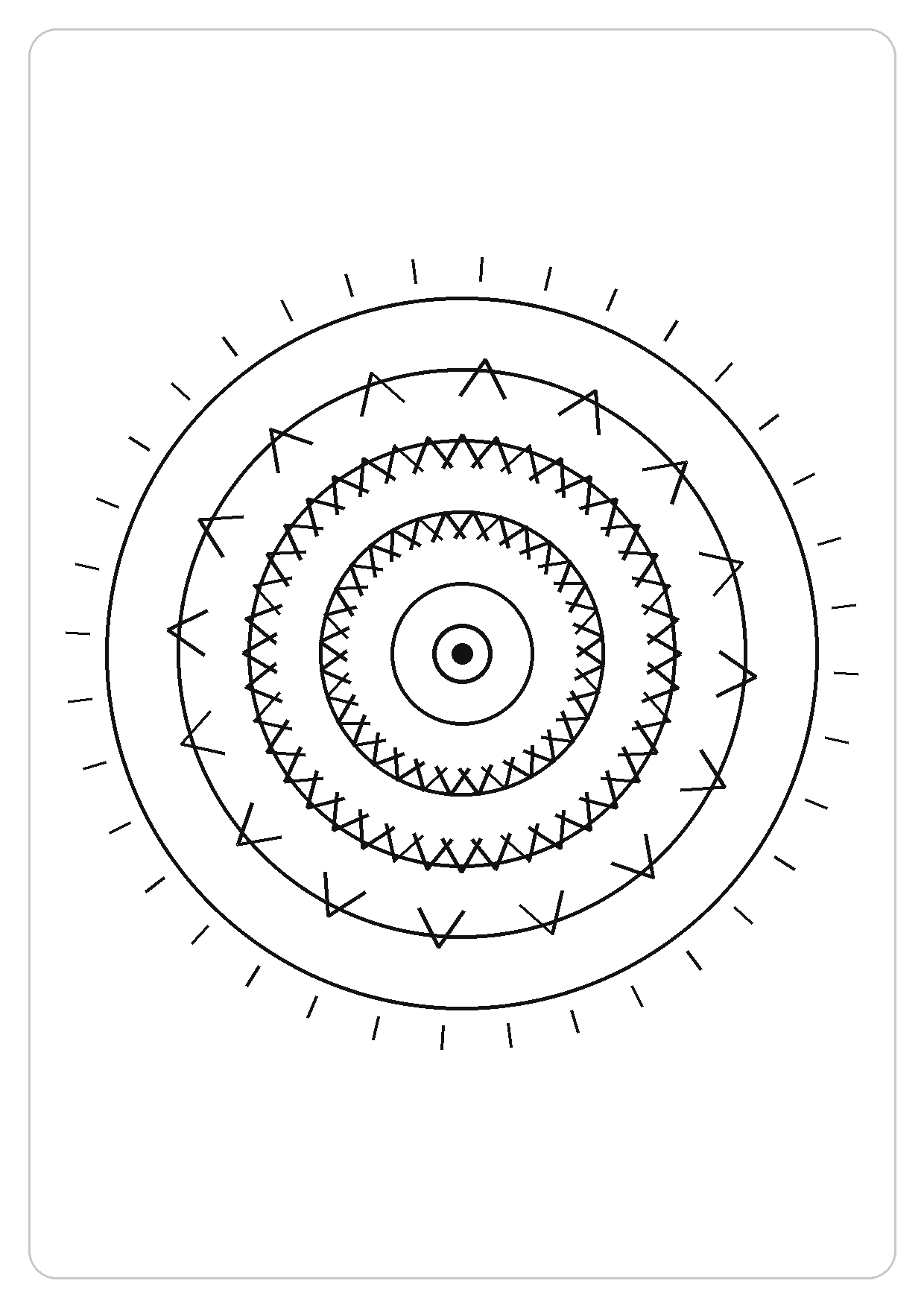 花瓣万花筒简笔画线稿，A4 可打印涂色卡