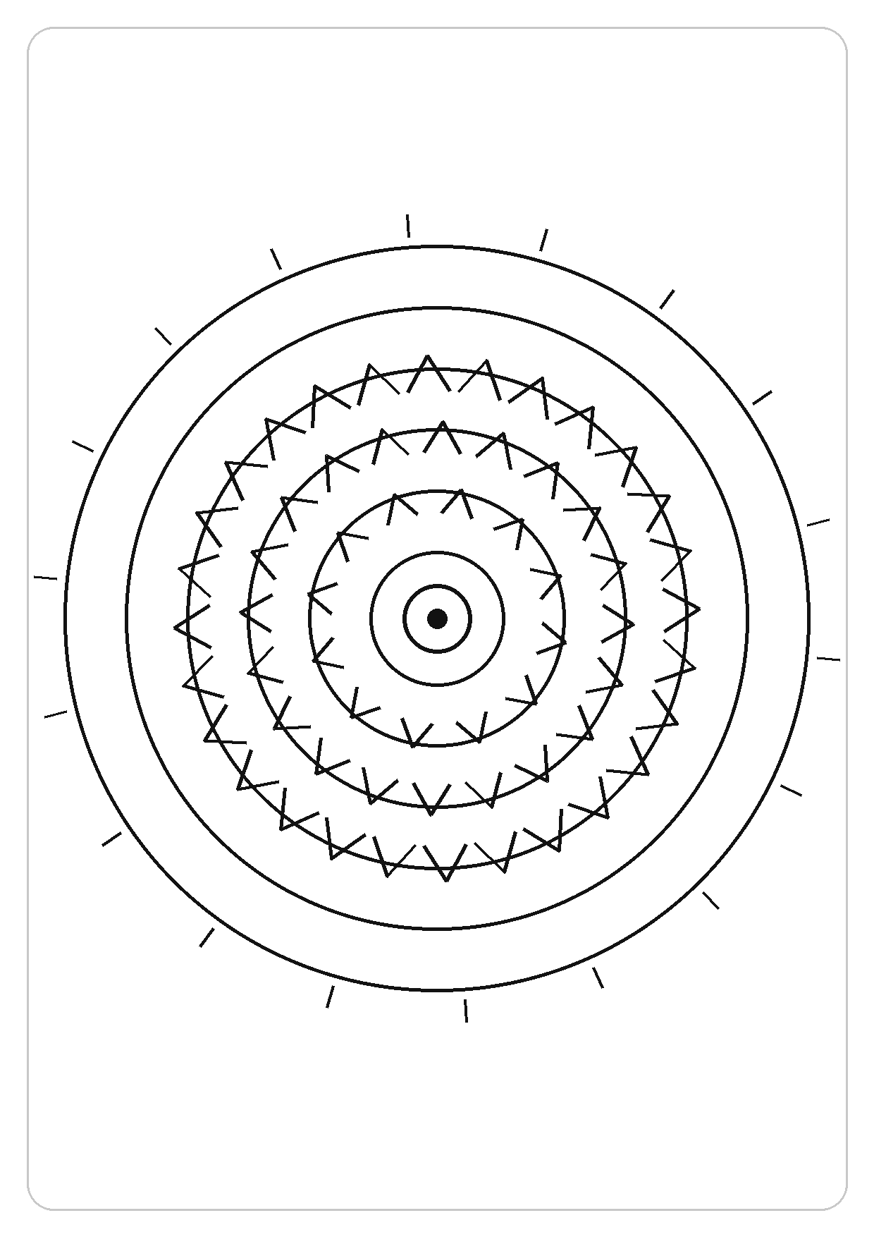 月亮与太阳简笔画线稿，A4 可打印涂色卡
