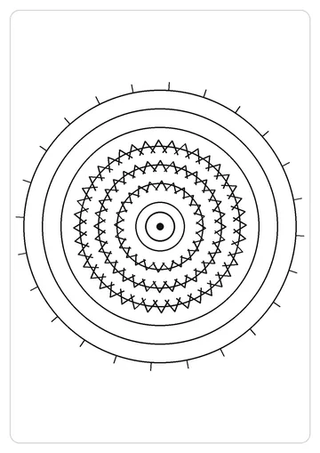 波点圆盘简笔画线稿，A4 可打印涂色卡