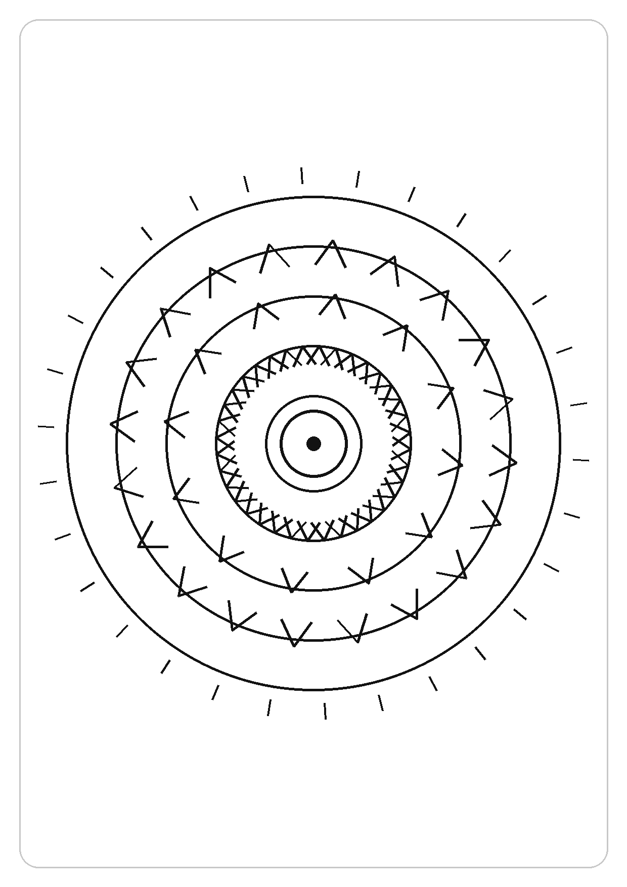 藤蔓圆环简笔画线稿，A4 可打印涂色卡